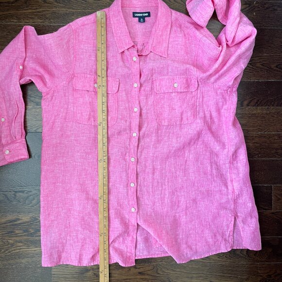 Land's End Bright Pink 100% Linen Blouse Shirt-Extra Large - Picture 8 of 8
